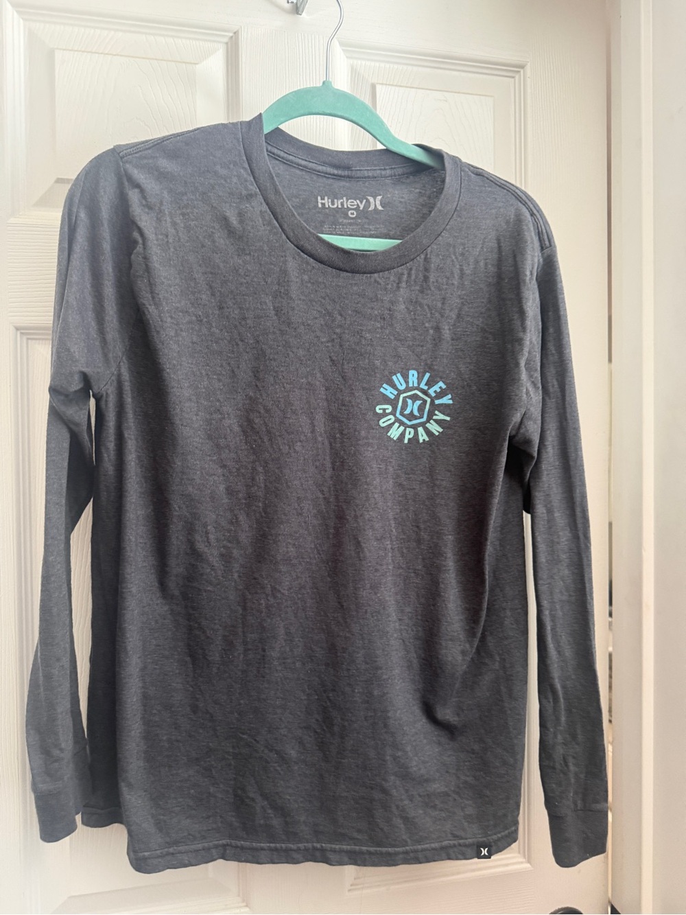 Hurley grey Long-Sleeve Tee with Teal Logo